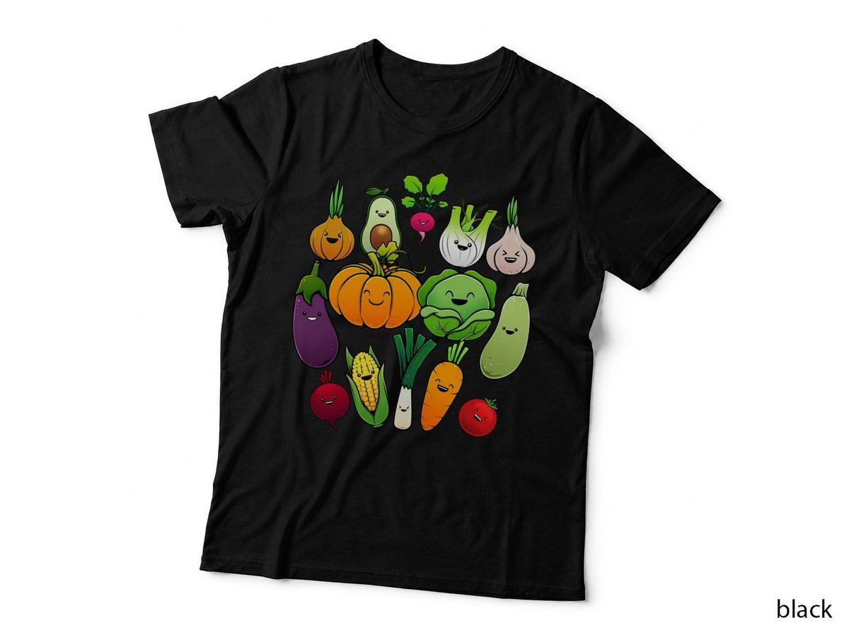 Cute Vegetable Art Men Women Healthy Veggie Vegan Gardening T-Shirt