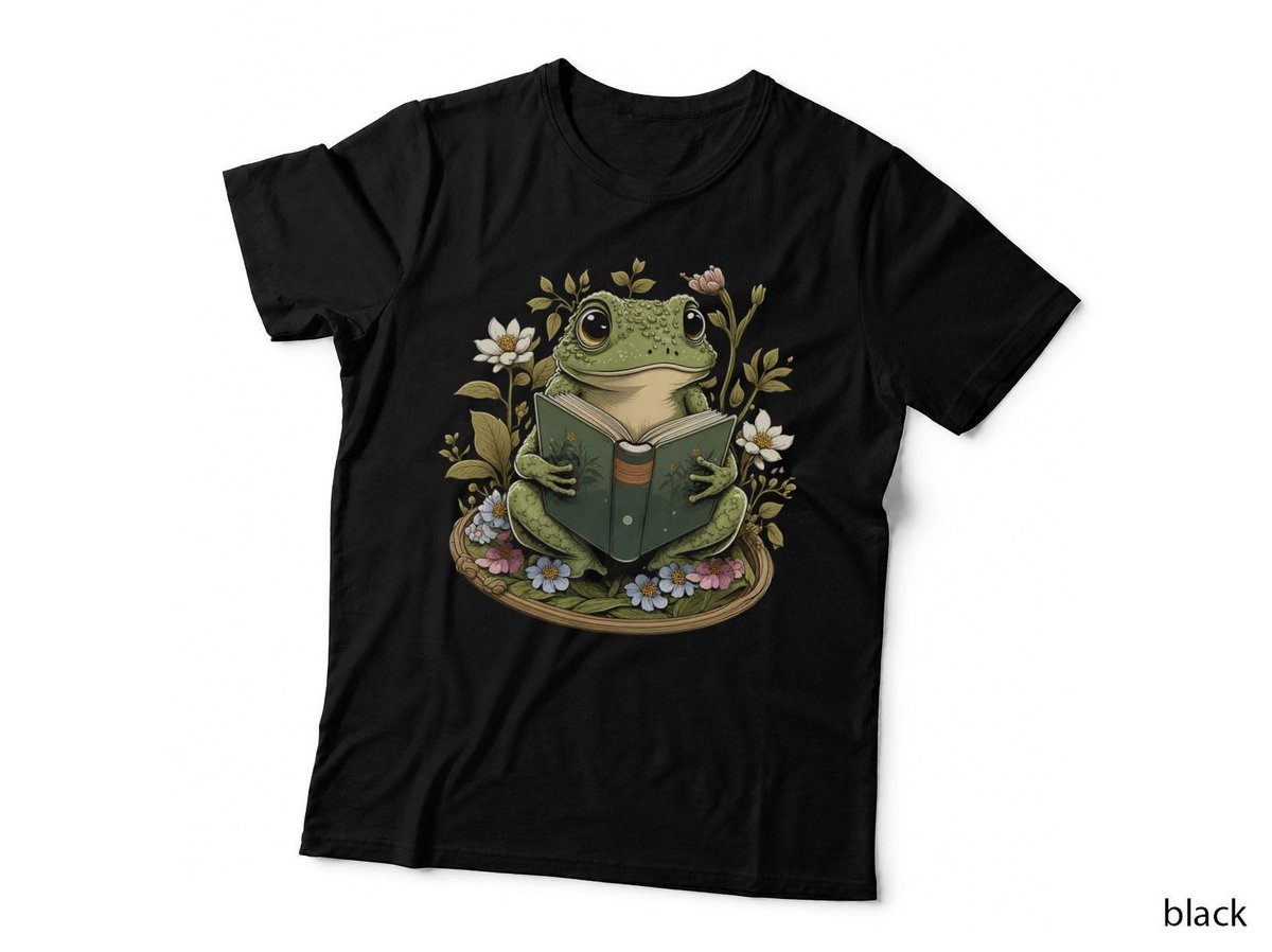 Frog Reading Book Cute Cottagecore Librarian Toad Lover Cosy T-Shirt Hoodie
