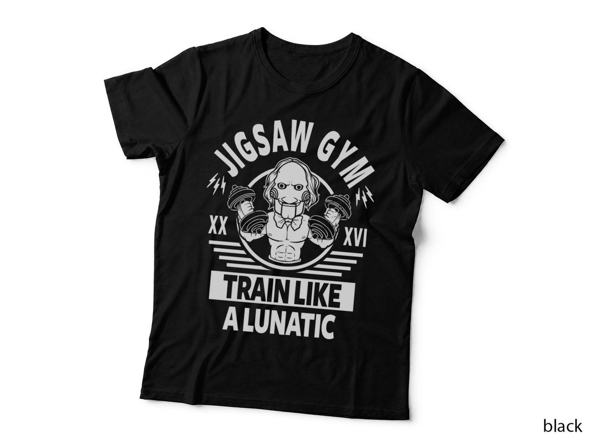 Jigsaw Gym T-Shirt, Train Like A Lunatic, Saw Horror Workout