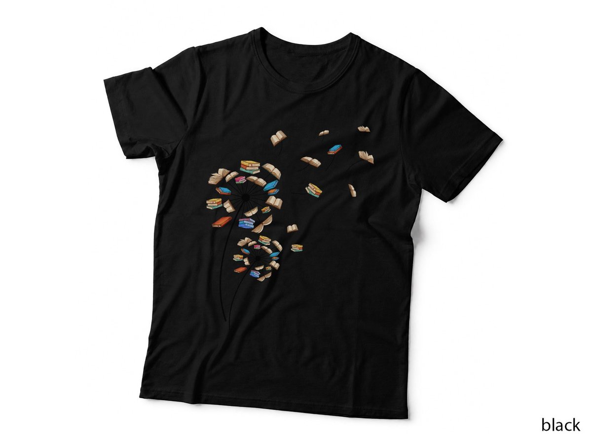 Dandelion Flower Books Fly Reading T-Shirt, Literary Art, Bookworm Gift