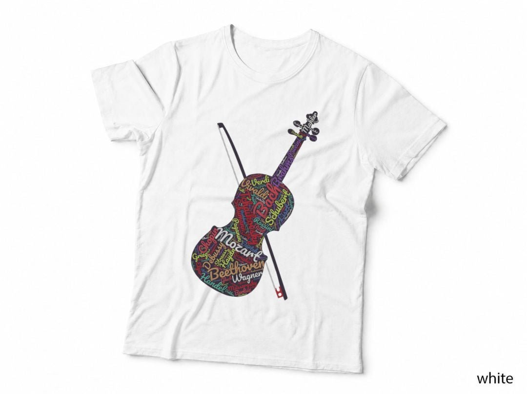 Classical Music Composers Violin Word Art T-Shirt