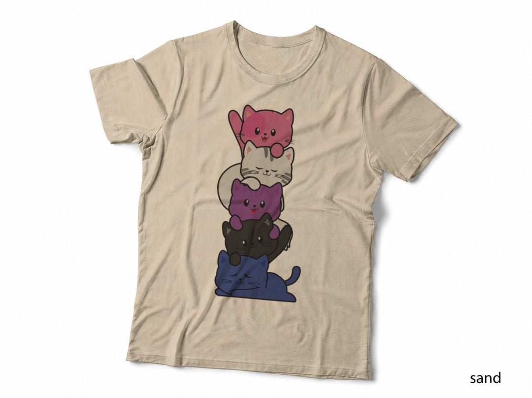 Genderfluid Kawaii Cat LGBTQ Gender Fluid Pride Flag kittens T-Shirt