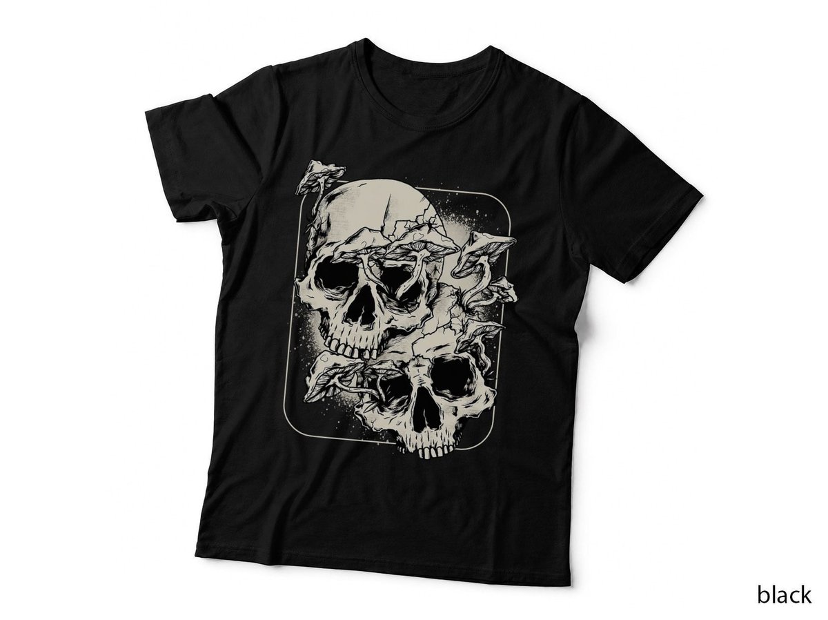 Skull Mushroom Shirt Goth Morel Mushroom Art Emo T-Shirt
