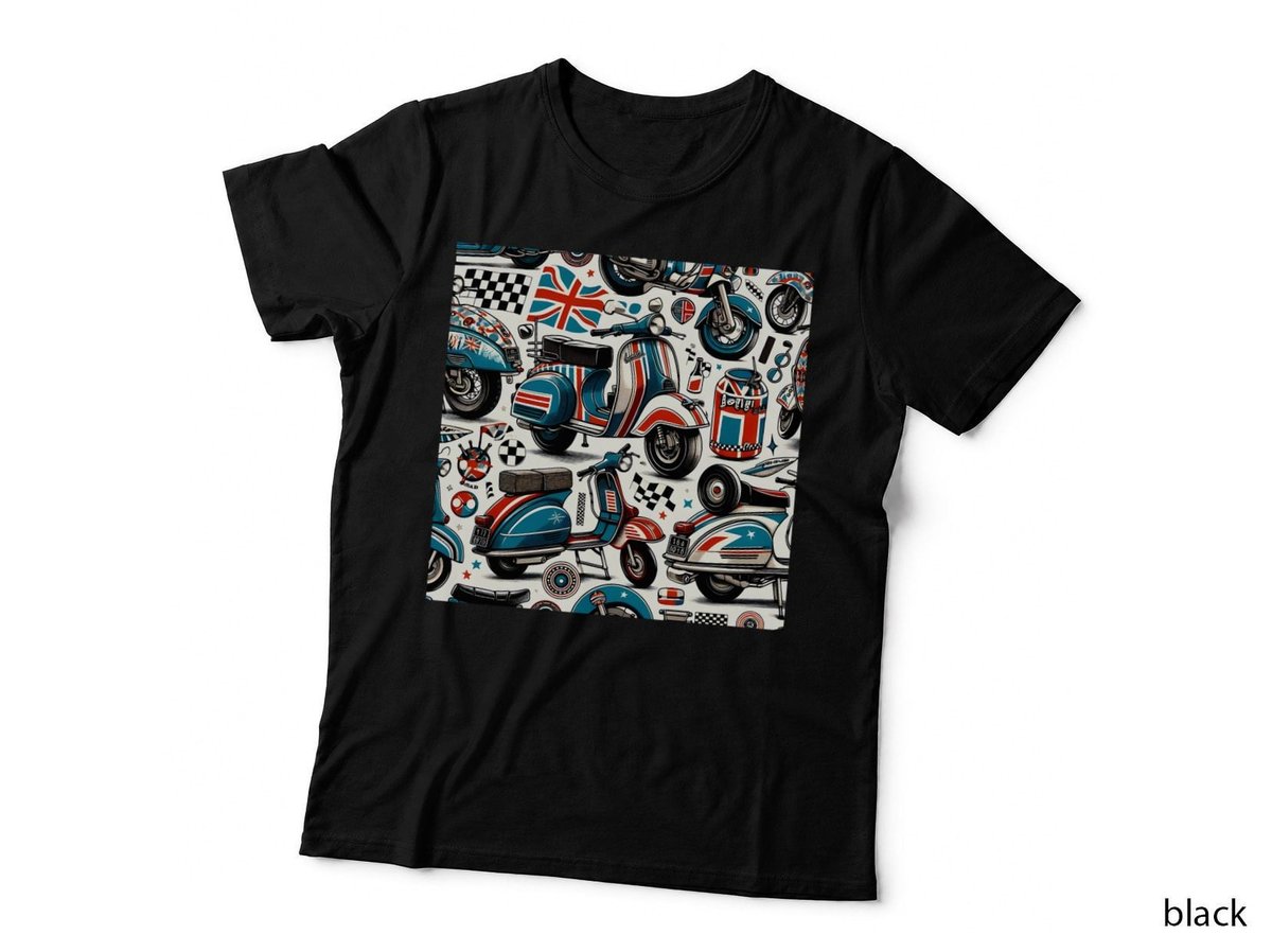 1960s Mod Scooter Culture Pattern T-Shirt