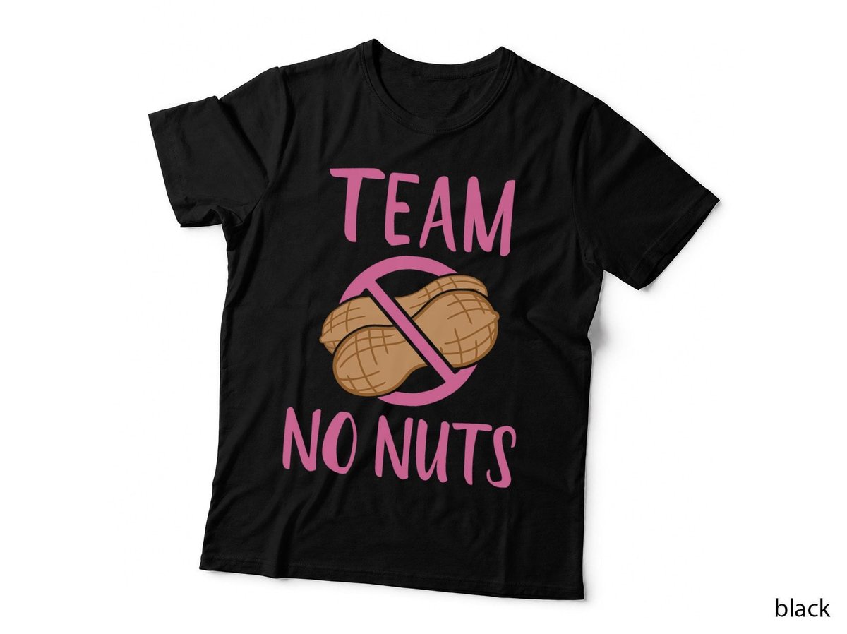 Team No Nuts Girl Gender Reveal Party - Fit, Crew Neck, Black T-Shirt