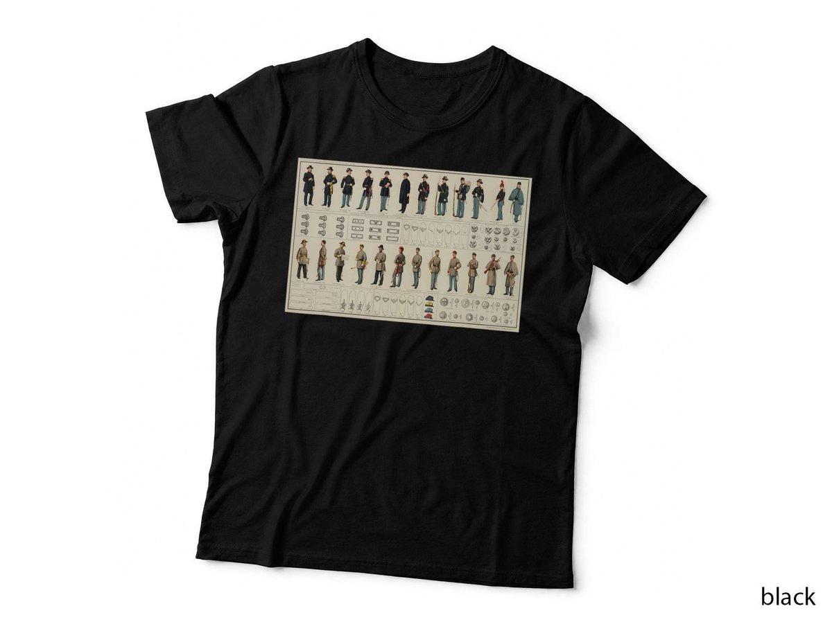 Civil War Uniform Diagram T-Shirt, Historical Military Style