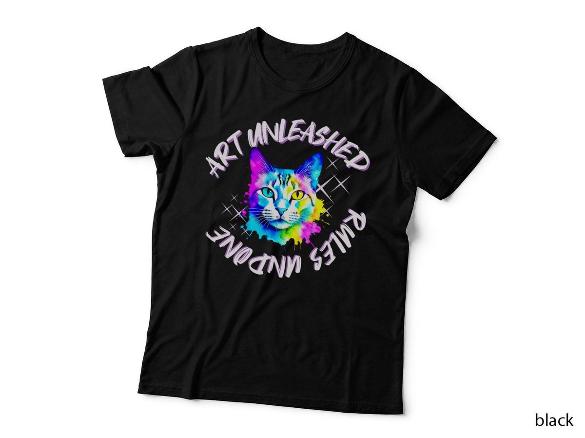 Art Unleashed Rules undone Galaxy watercolor cat T-Shirt
