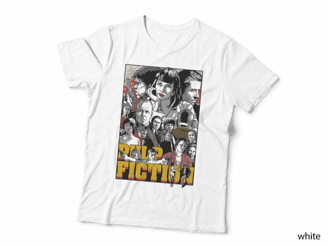 Pulp Fiction Movie Poster T-Shirt, 80s Crime Drama, Retro Film Fan Art
