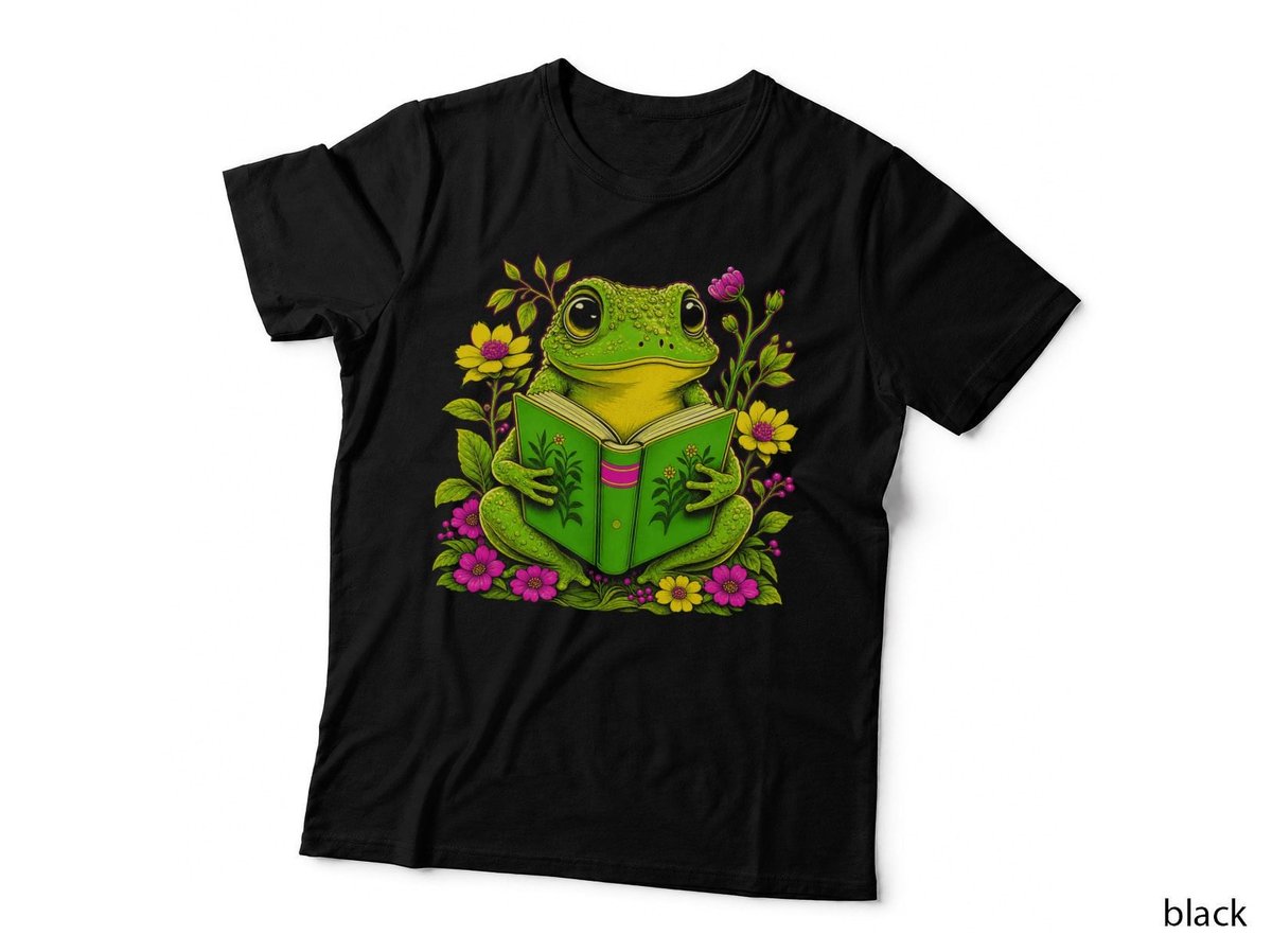 Frog Reading Book Neon Cute Cottagecore Librarian Toad Lover T-Shirt Hoodie