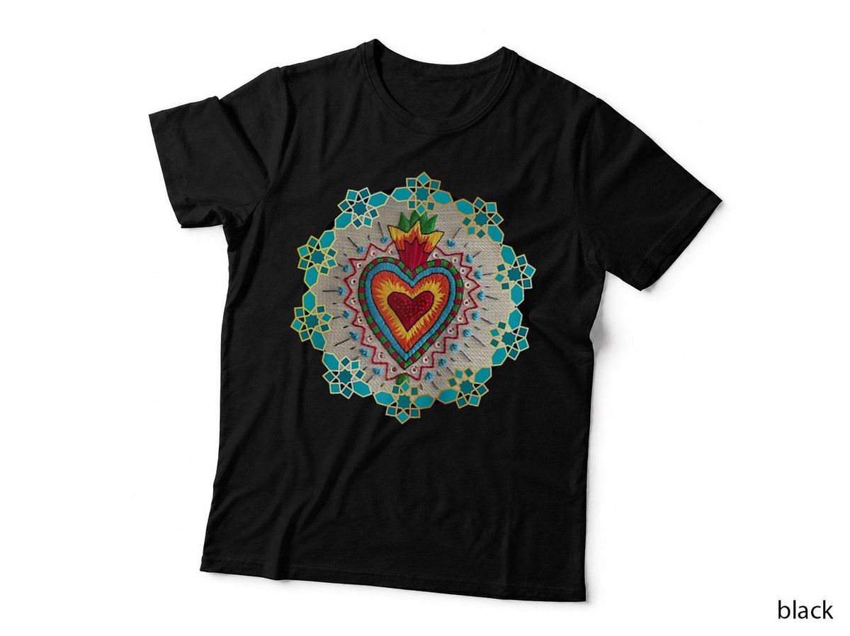 RETRO Sacred Heart Mexican Folk Art TOPS Sagrado Corazón MX Raglan Baseball Tee