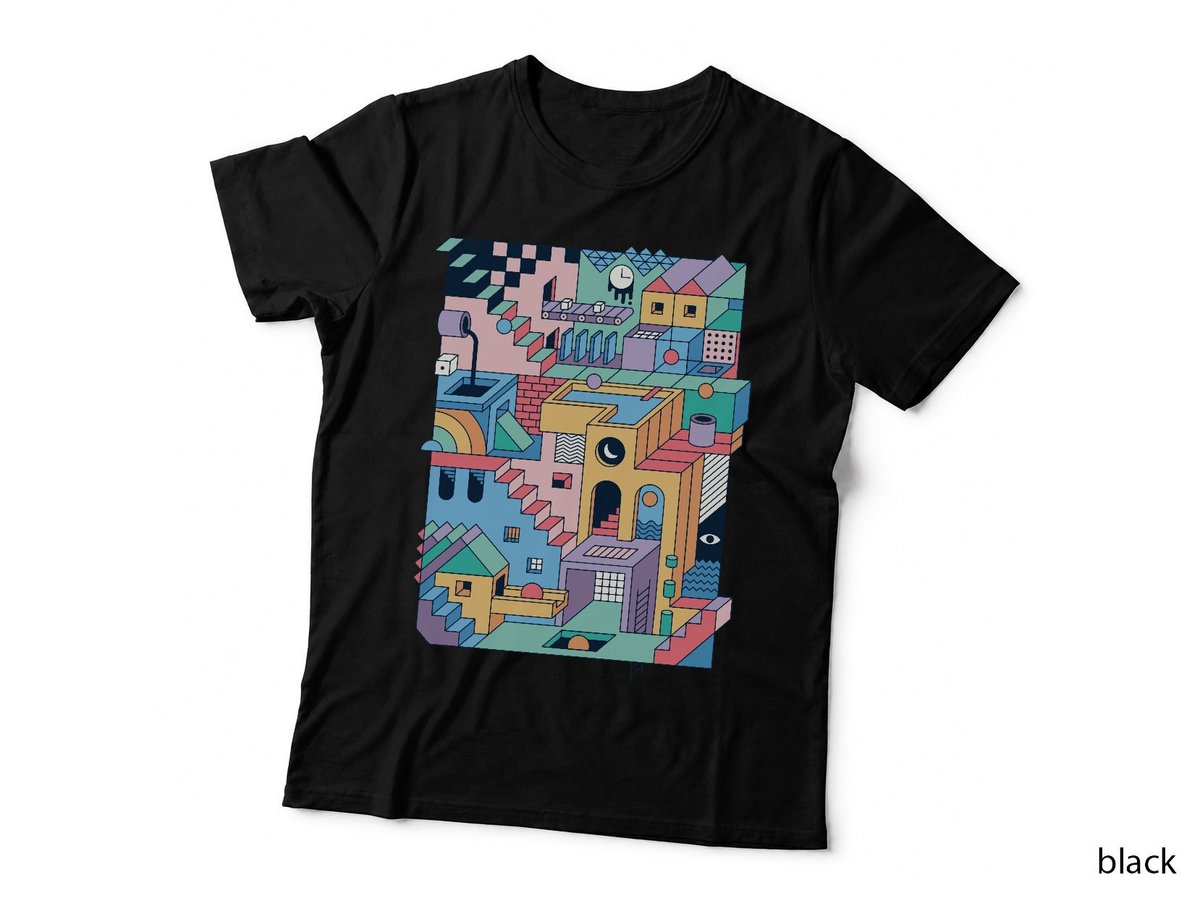 80's Escher Classic T-Shirt, Geometric Puzzle Print, Retro Nostalgia