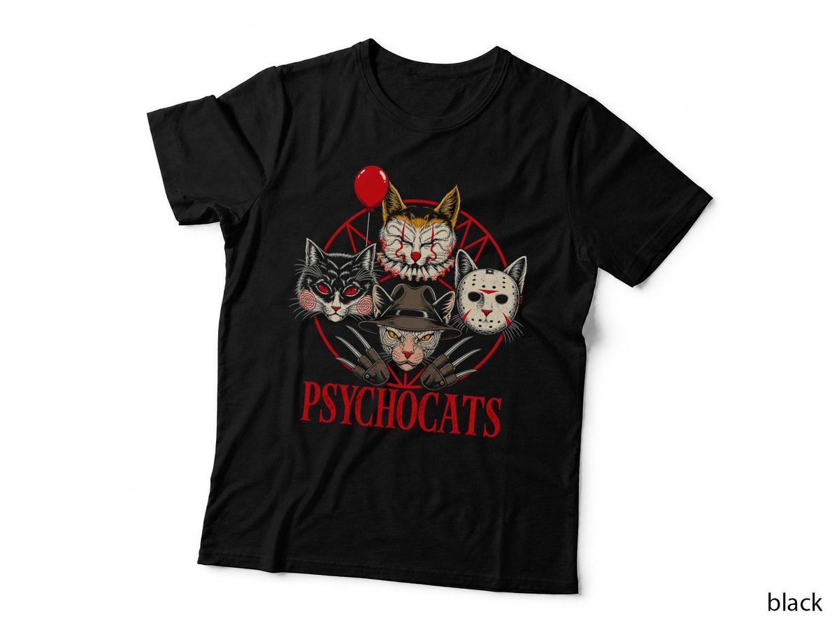 Psychocats Scary Movie Cats Funny Halloween Horror Film T-Shirt Hoodie Cat