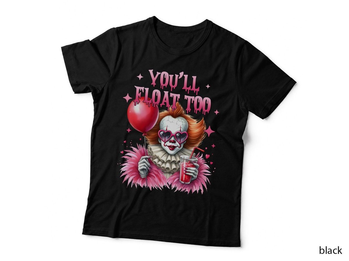 You'll Float Too Clown T-Shirt, Halloween Horror Style, Spooky Scary Apparel