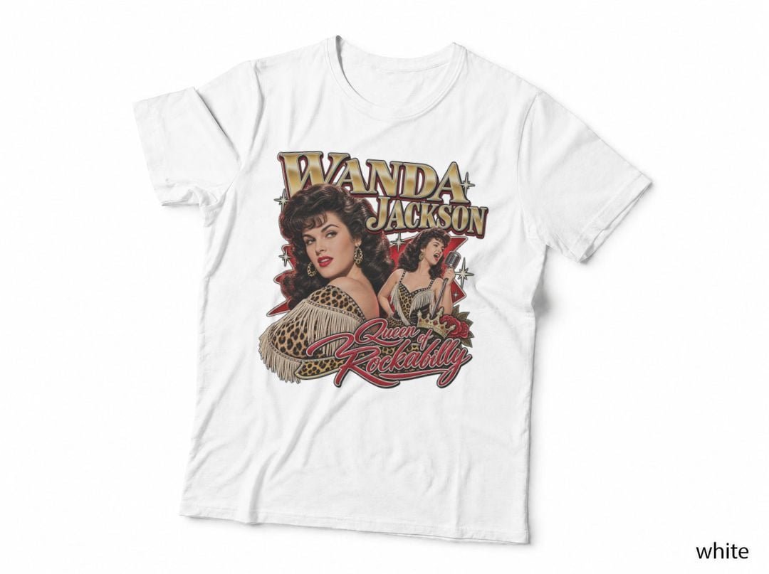Wanda Jackson Queen Of Rockabilly Leopard Fringe 1950s Country T-Shirt Hoodie