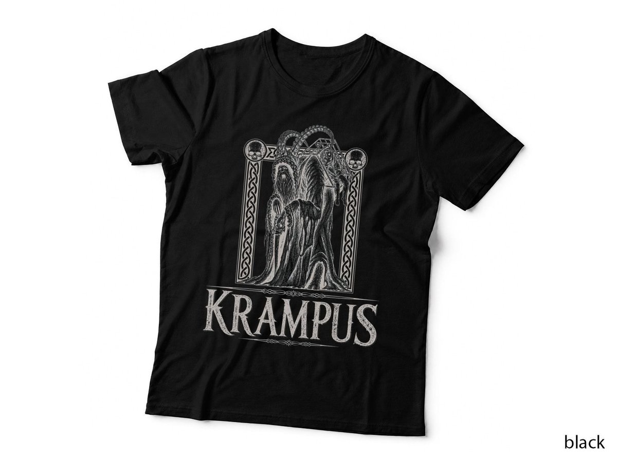 Krampus White Woodcut Gothic Folklore Christmas Devil Horror T-Shirt Hoodie
