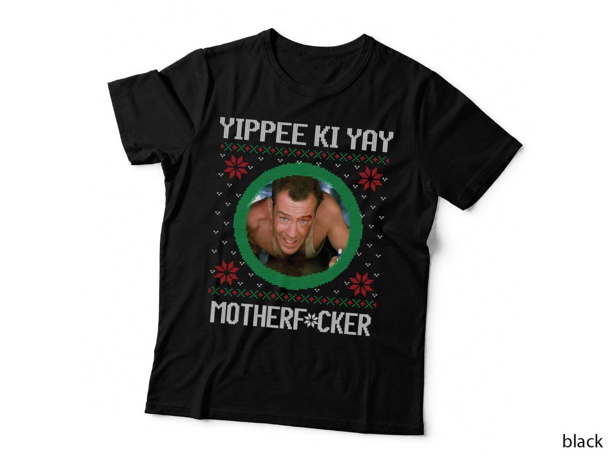 Yippee Ki Yay DieHard T-Shirt, Ugly Sweater Pixel Christmas Movie Hoodie