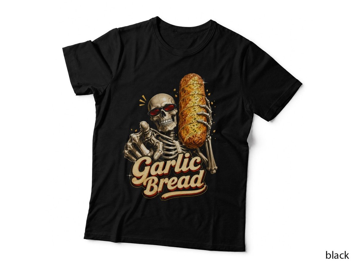 Garlic Bread Skeleton Funny Foodie Gothic Halloween Bread Meme T-Shirt Hoodie