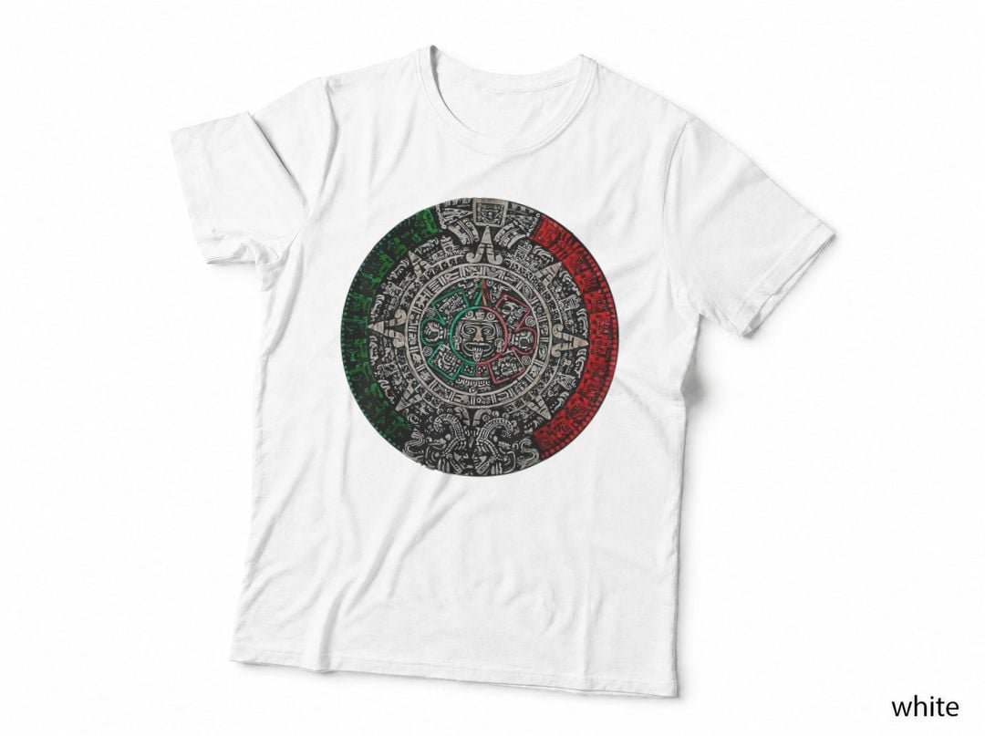 Aztec Calendar Sun Stone Mexican Art Carving Maya Mayans T-Shirt
