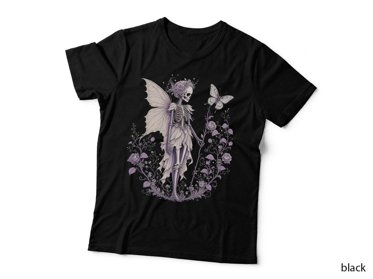 Skeleton Fairy Purple Roses Gothic Cottagecore Halloween Goth T-Shirt Hoodie