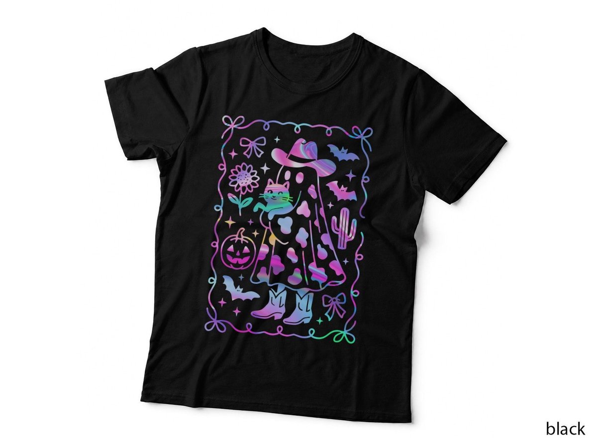 Halloween Cat Costume T-Shirt, Spooky Pastel Goth Style