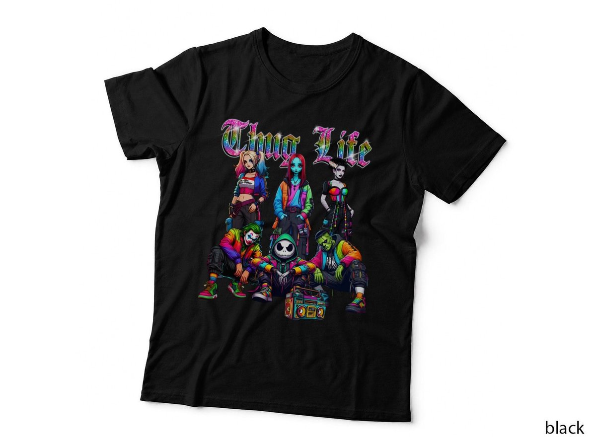 Thug Life Gangsta Cartoon Characters T-Shirt, Urban Streetwear Style