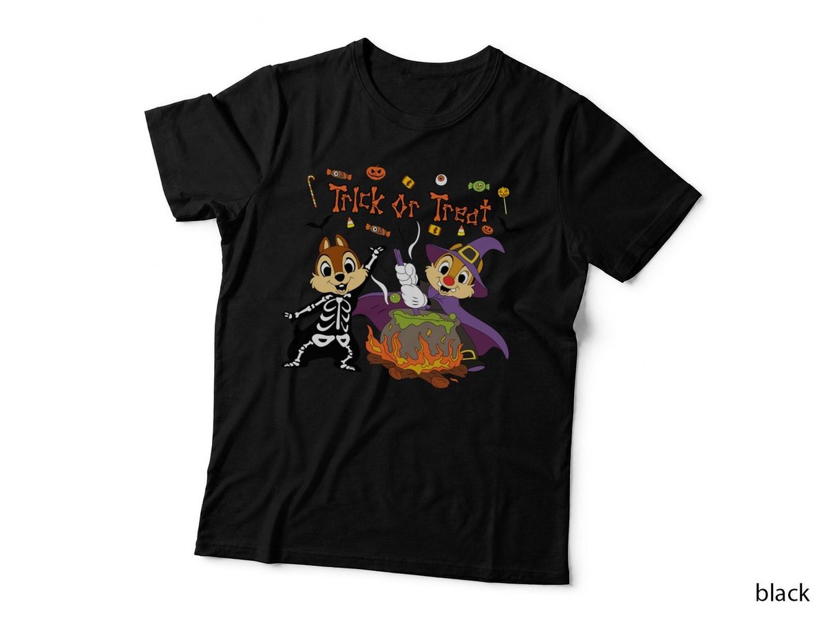 Halloween Chip and Dale Trick or Treat T-Shirt, Costume Party Wear