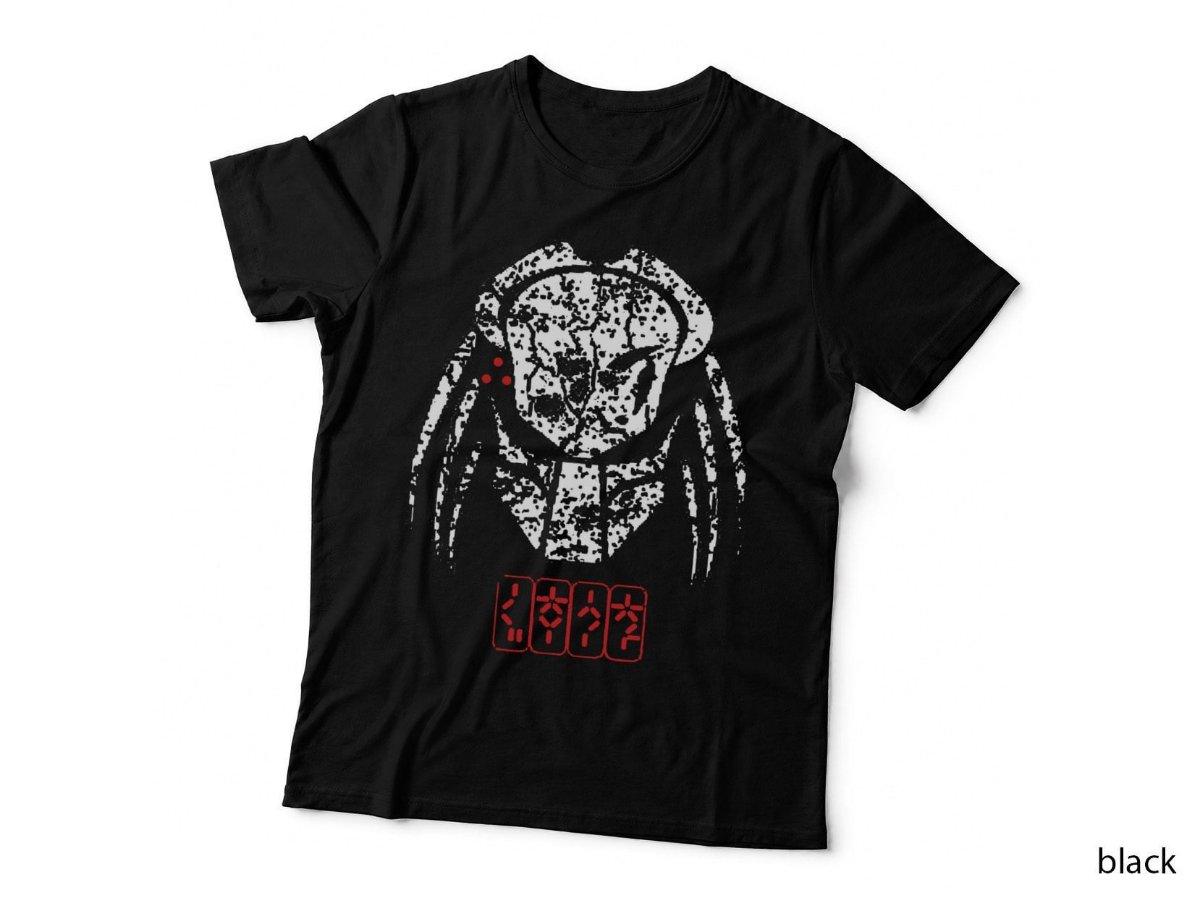 Predator Mask Cracked Insignia T-Shirt, Alien Hunter Face Art Hoodie