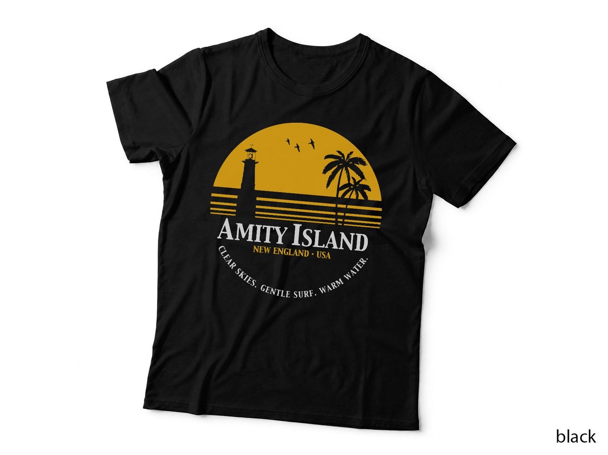 Amity Island Jaws T-Shirt, Retro Travel Poster, Classic 70s Movie