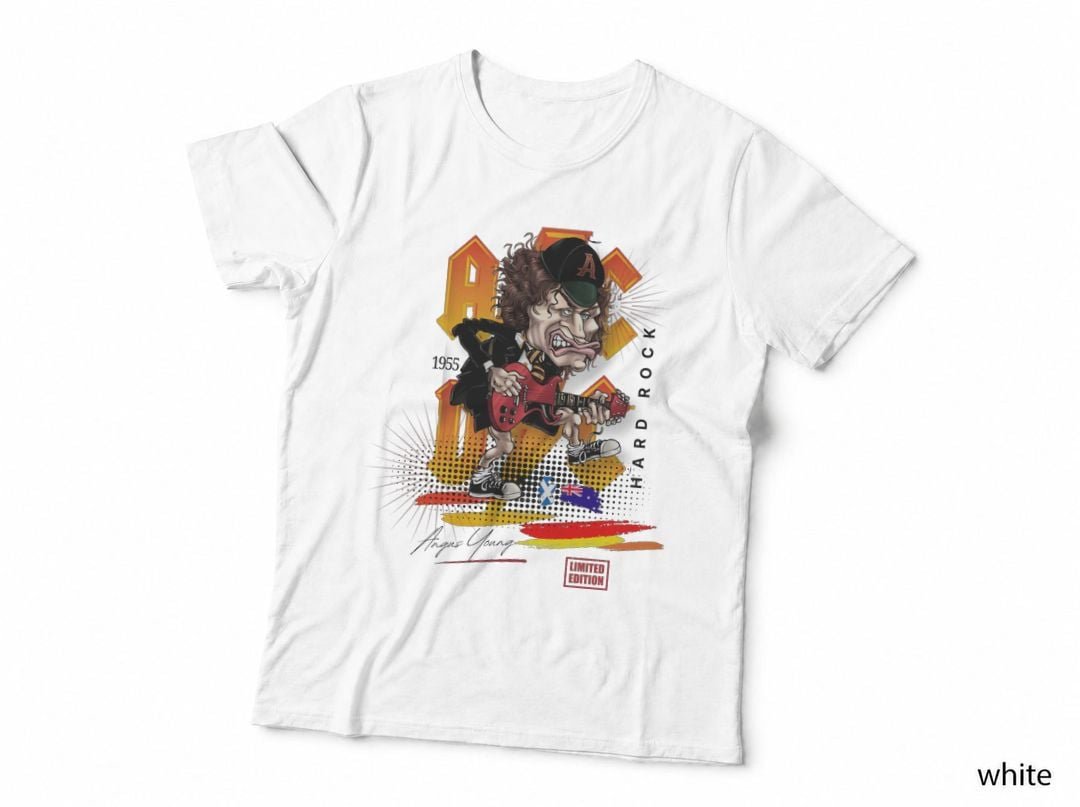 Angus Young T-Shirt, Hard Rock Icon, Retro 80s Style