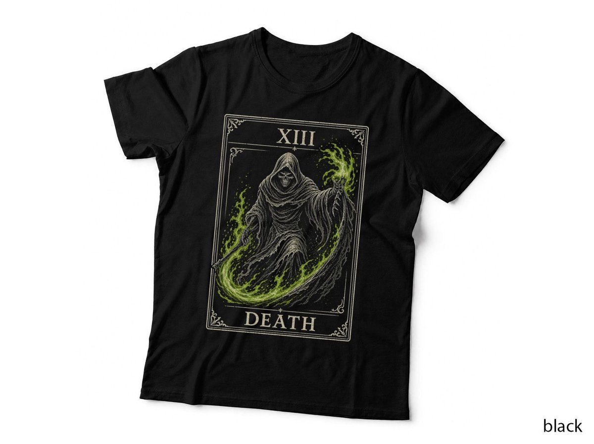 Death Tarot Card XIII Reaper Occult Gothic Witchy Halloween T-Shirt Hoodie
