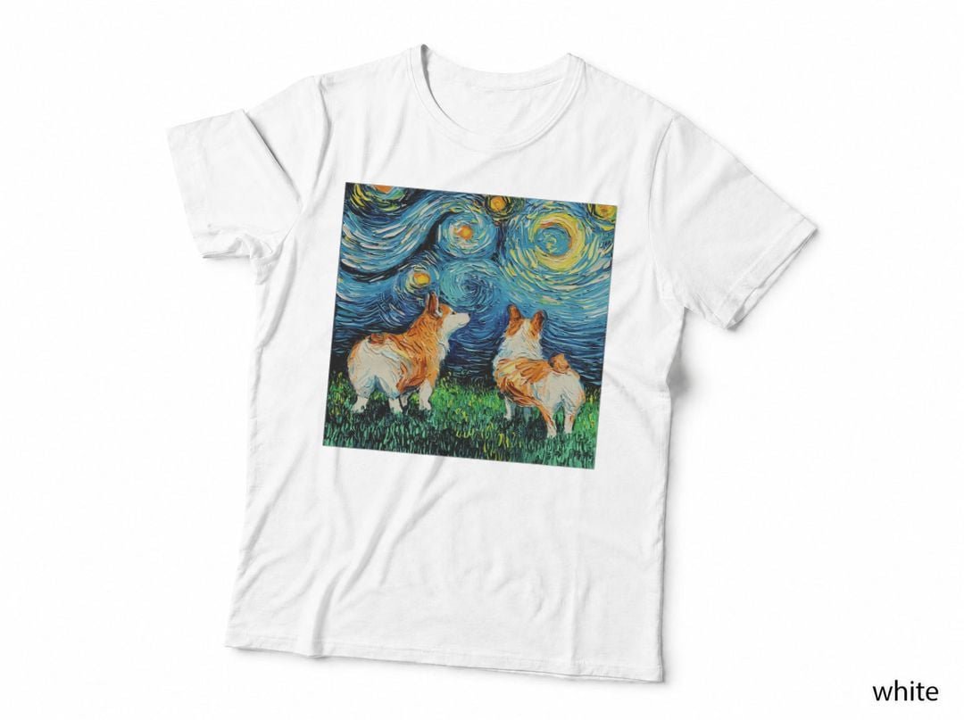 Pembroke Welsh Corgi Butt Starry Night fluffy Dog Pup Cute T-Shirt