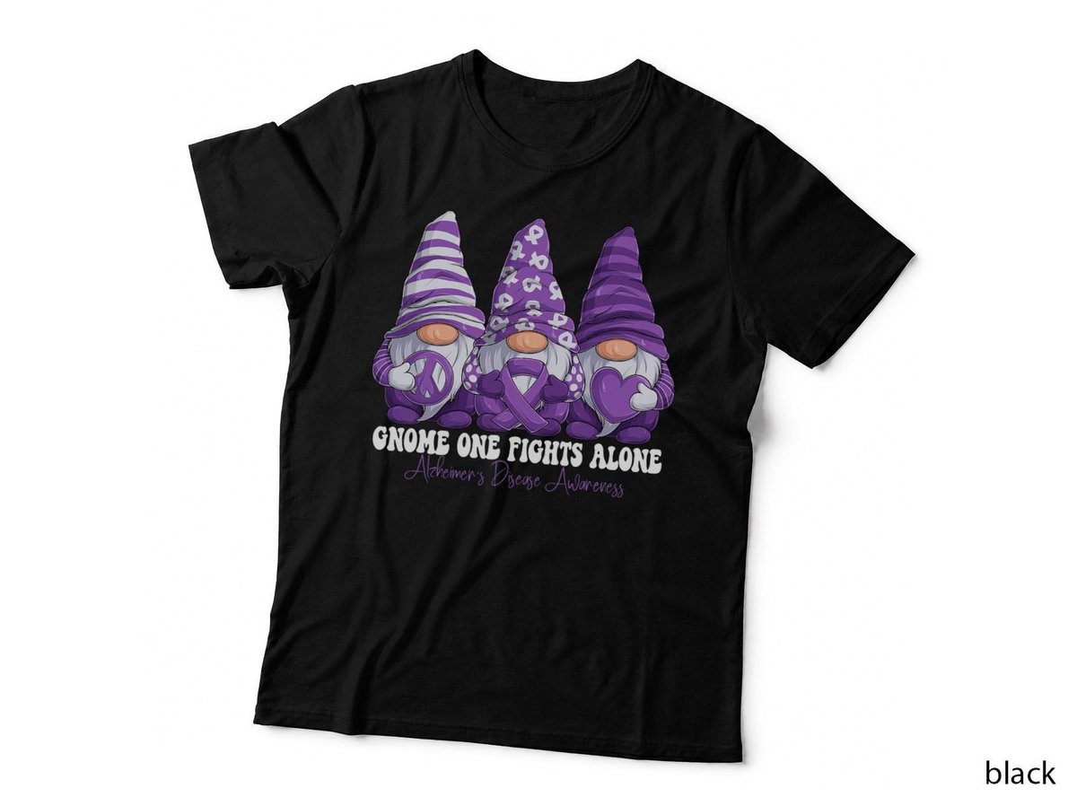 Alzheimer's Disease Awareness Month Purple Ribbon Gnomies T-Shirt