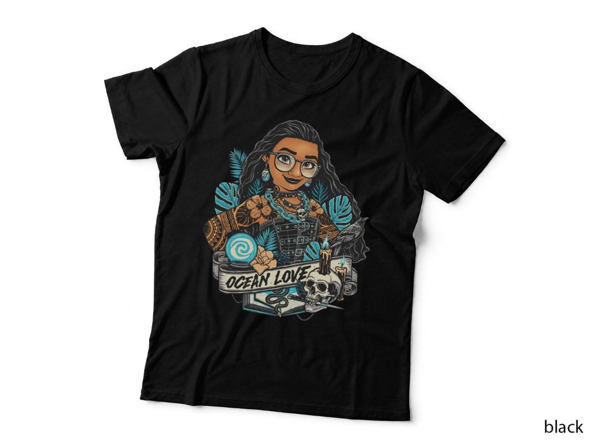 Ocean Love Gothic Moana Tattoo Princess T-Shirt, Punk Goth Island Hoodie