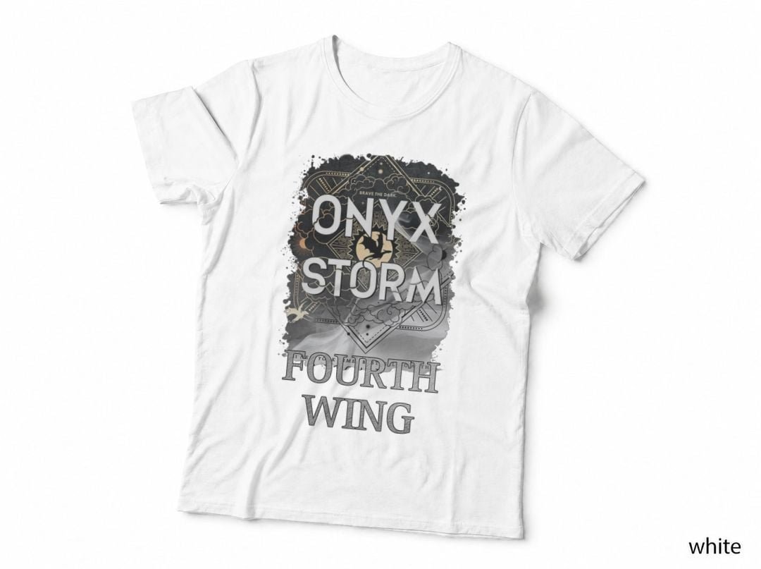 Onyx Storm Fourth Wing T-Shirt, Dark Fantasy Art, Gothic Horror Style