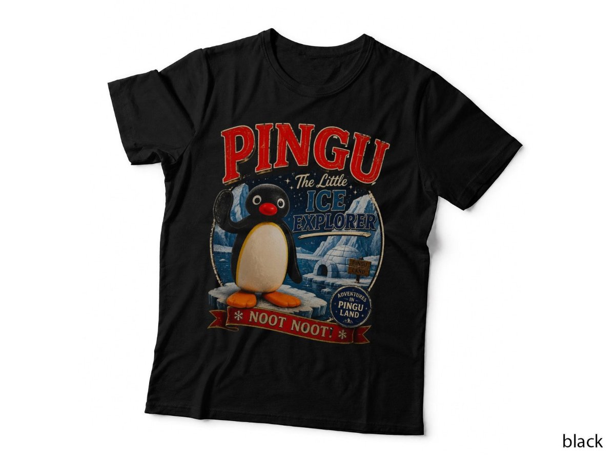 Pingu Vintage Penguin Cartoon Nostalgia Halftone T-Shirt, Kids TV Hoodie