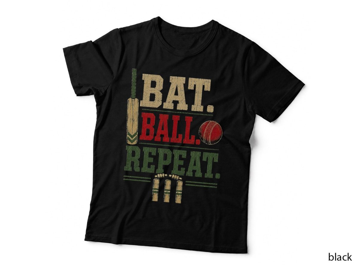 Vintage Cricket Bat Ball Repeat Player Sports Halftone T-Shirt, Hoodie