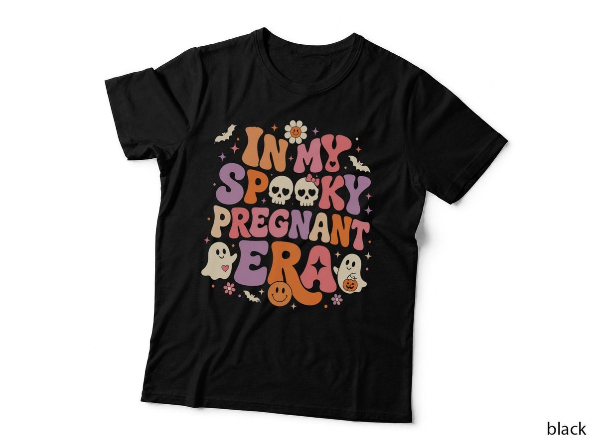 In My Spooky Pregnant Era Funny Halloween Pregnancy Reveal Mum T-Shirt Hoodie