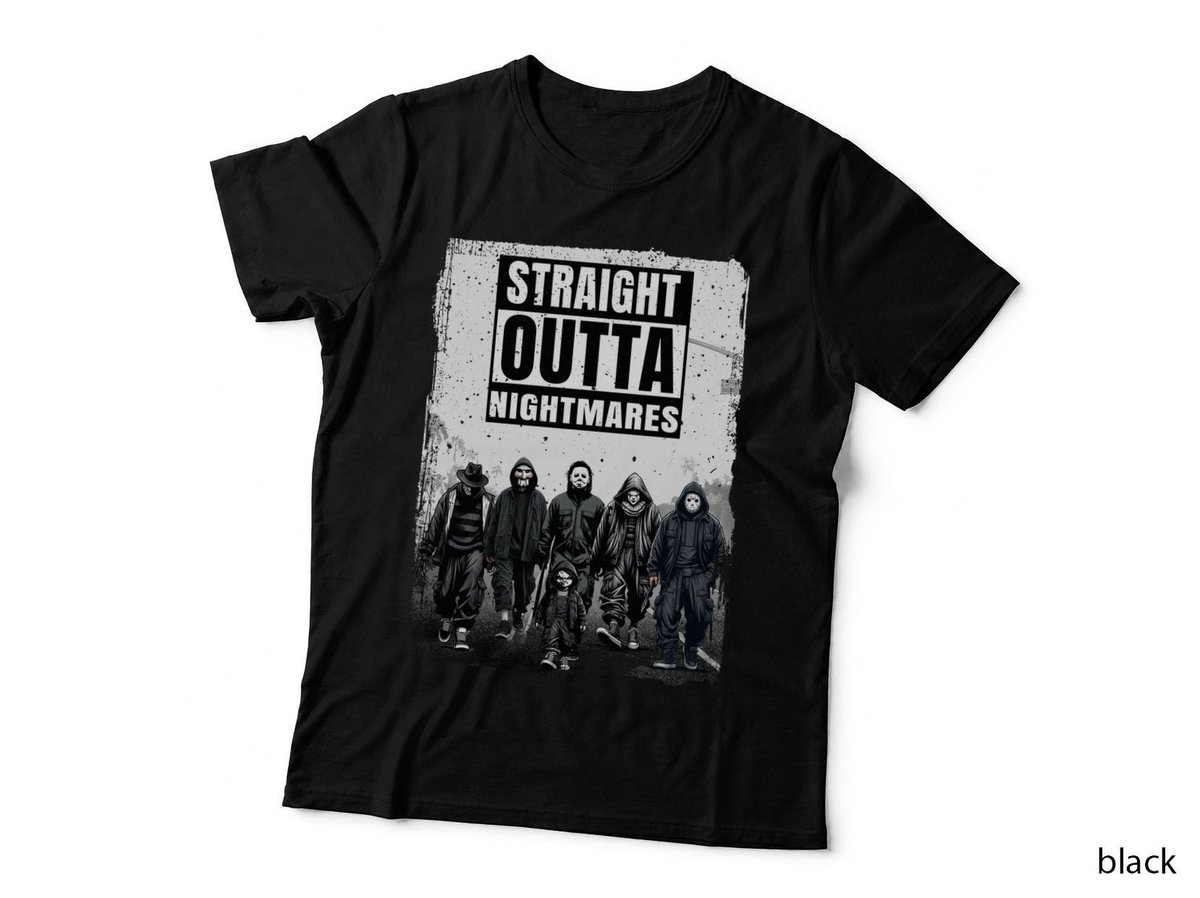 Straight Outta Nightmares Horror T-Shirt, Halloween Costume Apparel 2
