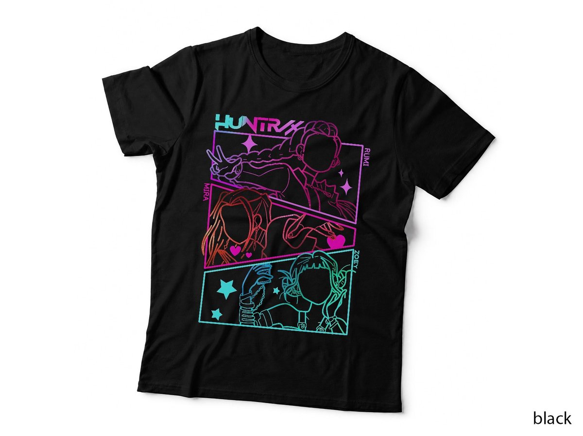 Demon Hunters K-Pop T-Shirt, Neon Abstract Huntrix, Fantasy Fan Art