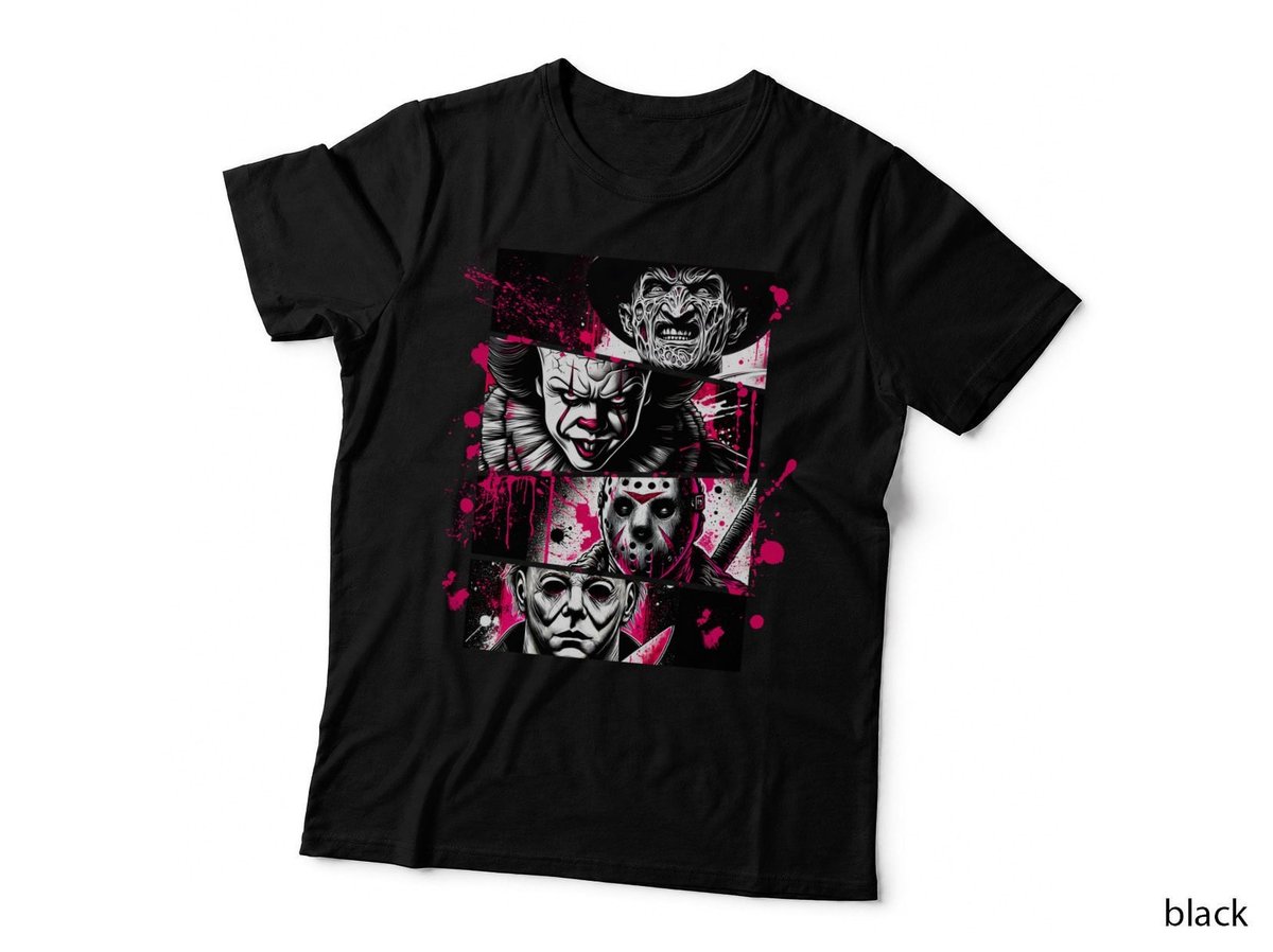 Horror Movie Villains T-Shirt, Scary Halloween Costume, Creepy Fan Gift