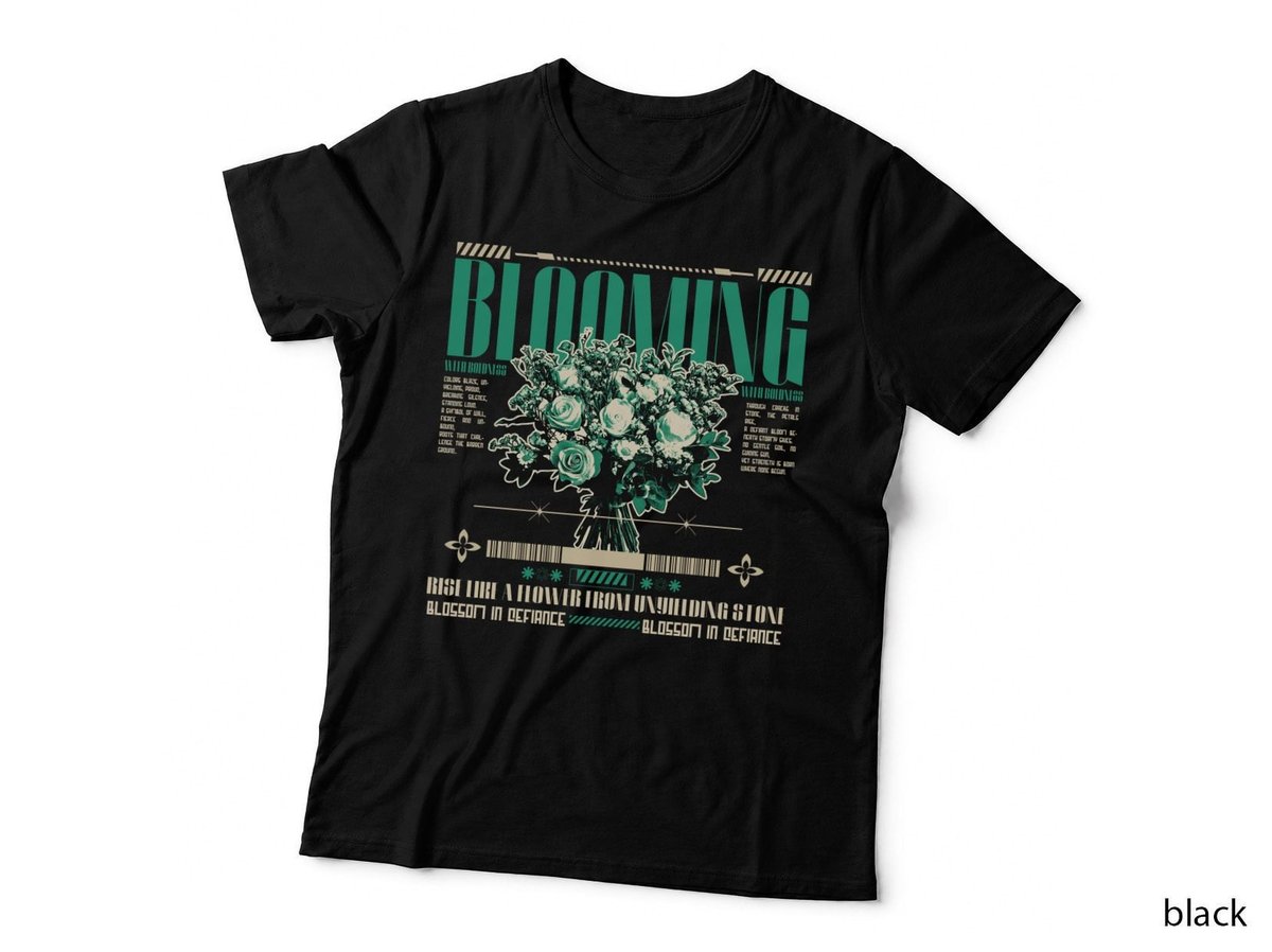 Blooming with Boldness Retro Floral T-Shirt, Bold Botanical Print
