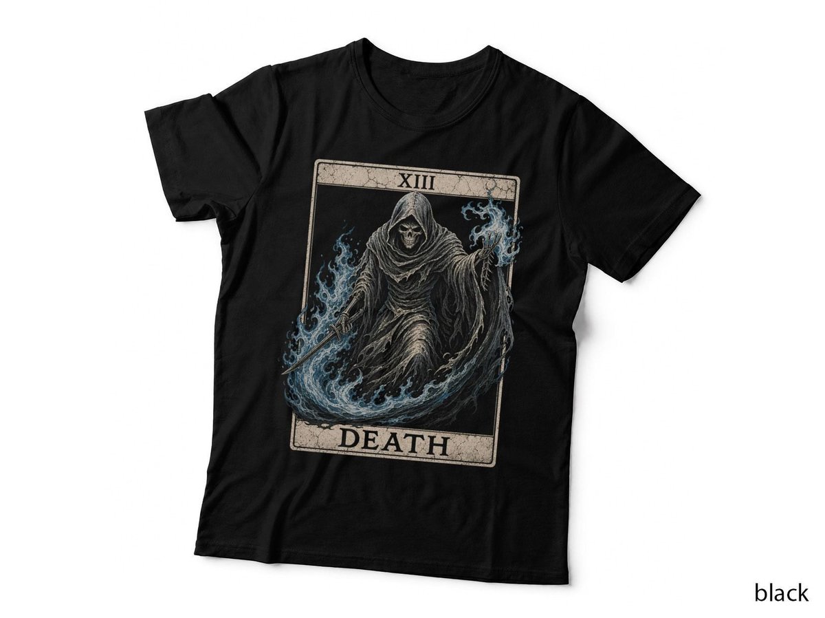 Death Tarot XIII Grim Reaper Occult Gothic Witchy Halloween T-Shirt Hoodie