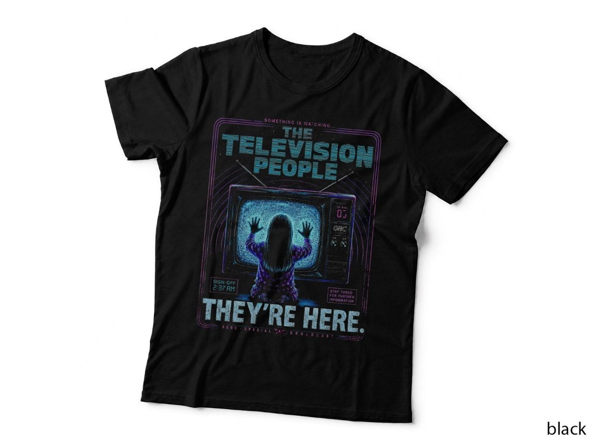 Poltergeist Theyre Here TV Broadcast T-Shirt, 80s Horror Halftone Hoodie
