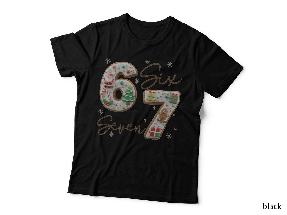 Six Seven Gingerbread Cookie Christmas T-Shirt, Xmas Number, Festive Baking