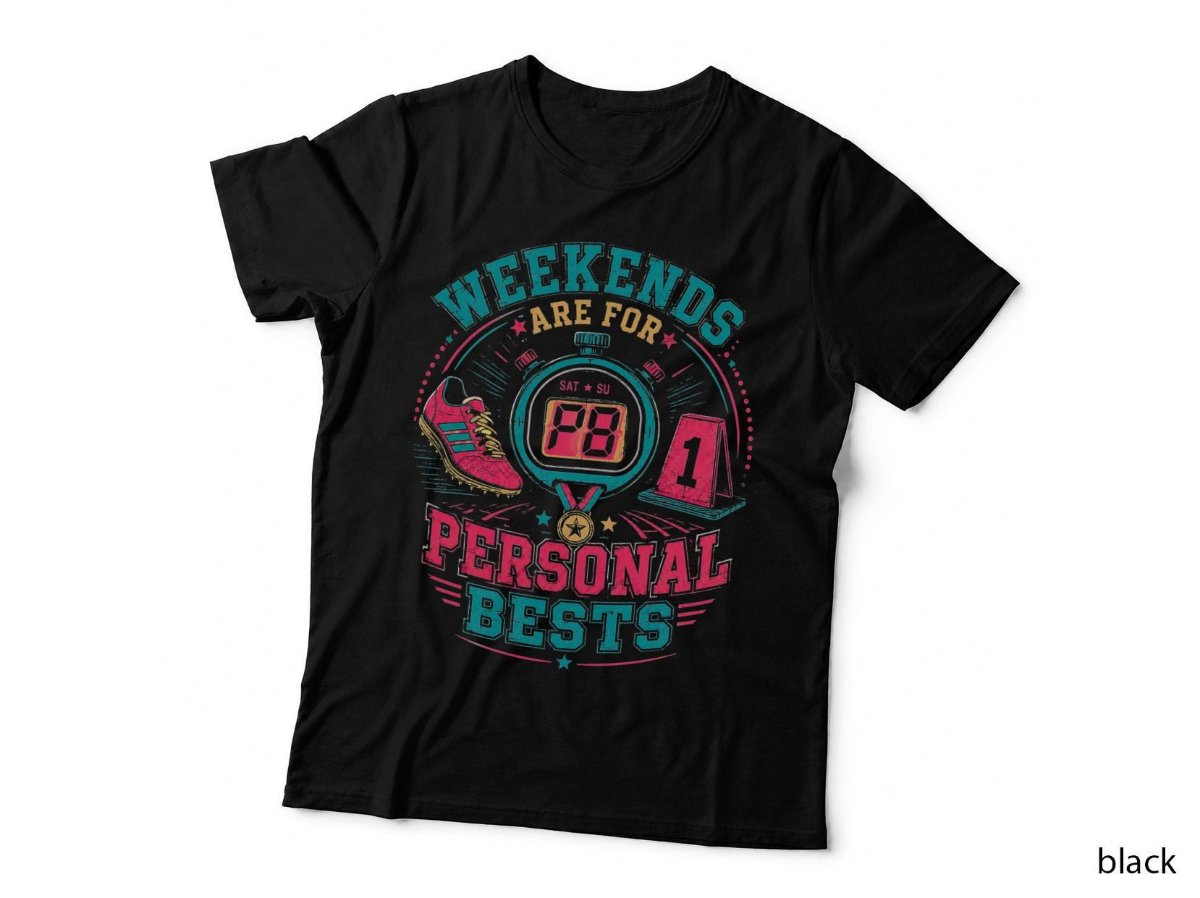 Weekends Are For Personal Bests Stopwatch Track and Field Halftone Hoodie