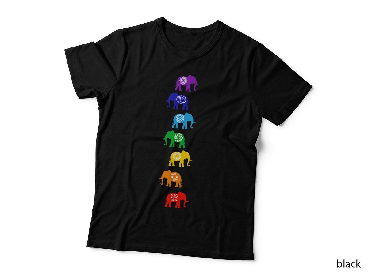 Chakra Elephant Meditation Reiki T-Shirt, Yoga Apparel, Animal Lover Style