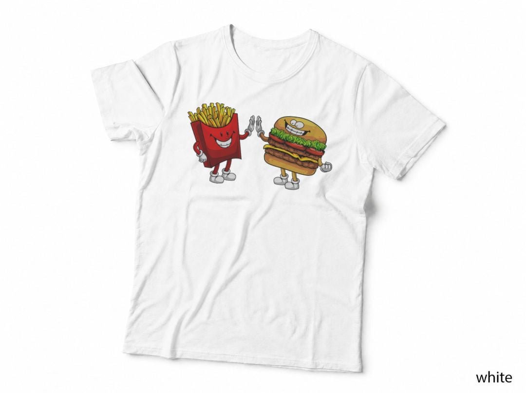 Cute Hamburger Art Men Women Hamburger French Fries Lovers T-Shirt