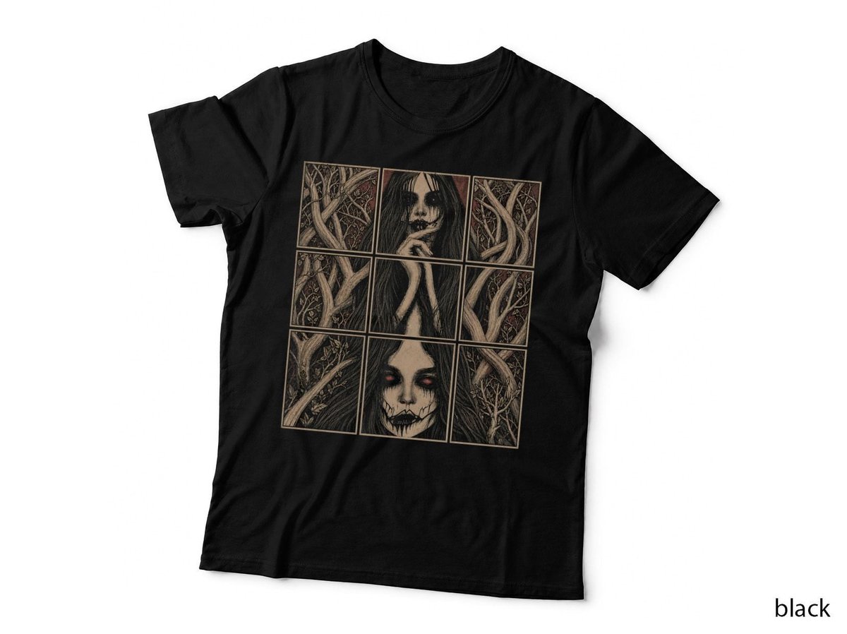 Faces In The Trees Grid Creepy Surreal Horror Dark Academia T-Shirt Hoodie