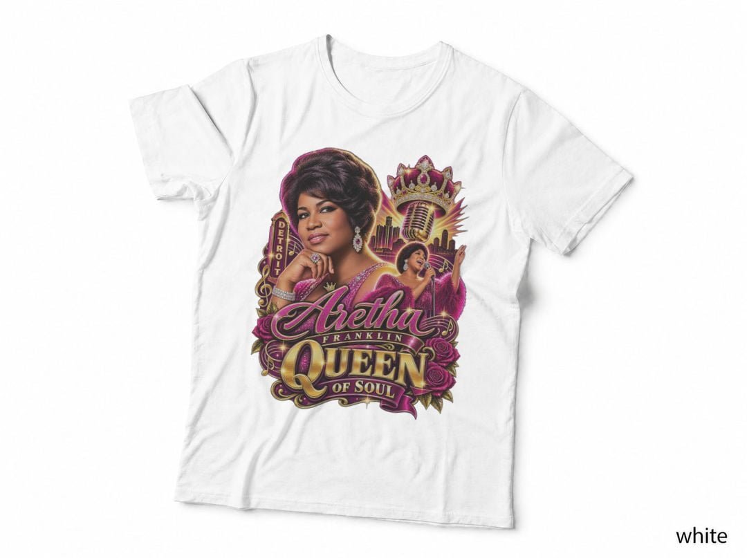 Aretha Franklin Queen Of Soul Detroit Magenta Gold T-Shirt Hoodie Vintage
