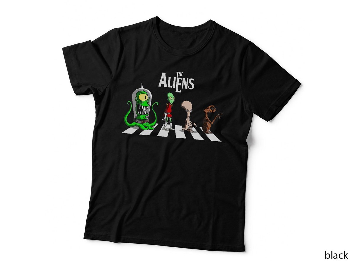 Aliens Funny Abbey Road T-Shirt, Cartoon Sci-Fi Crosswalk Parody, Nerdy